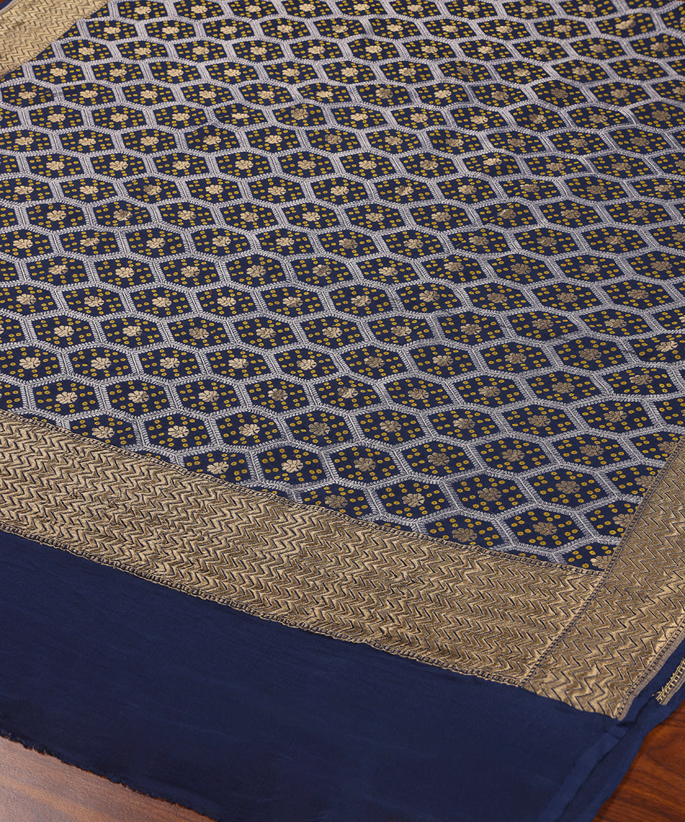 Navy_Blue_Handloom_Pure_Georgette_Banarasi_Dupatta_With_Zari_Jaal_WeaverStory_03