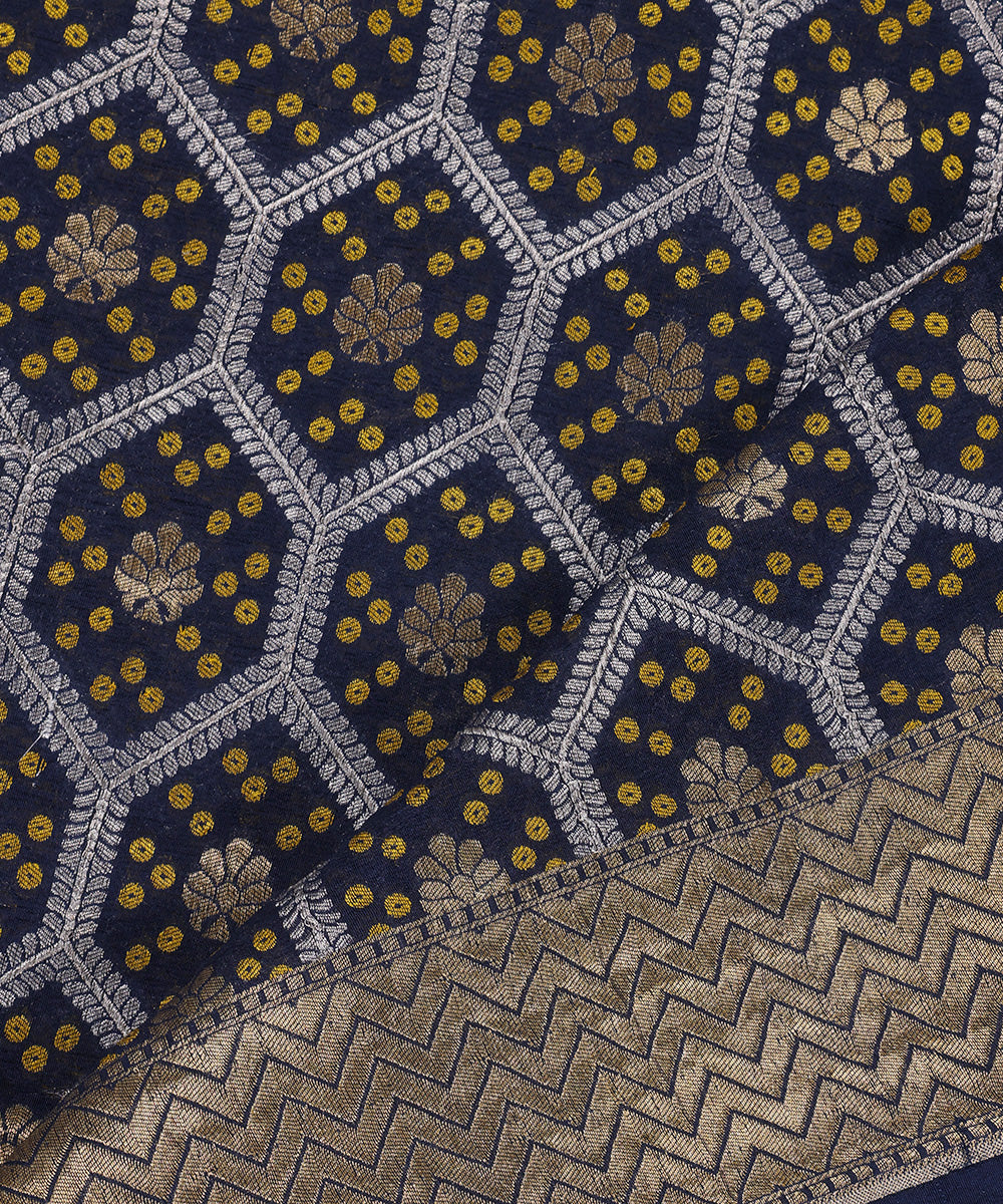 Navy_Blue_Handloom_Pure_Georgette_Banarasi_Dupatta_With_Zari_Jaal_WeaverStory_04