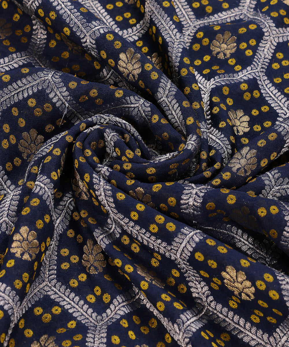 Navy_Blue_Handloom_Pure_Georgette_Banarasi_Dupatta_With_Zari_Jaal_WeaverStory_05
