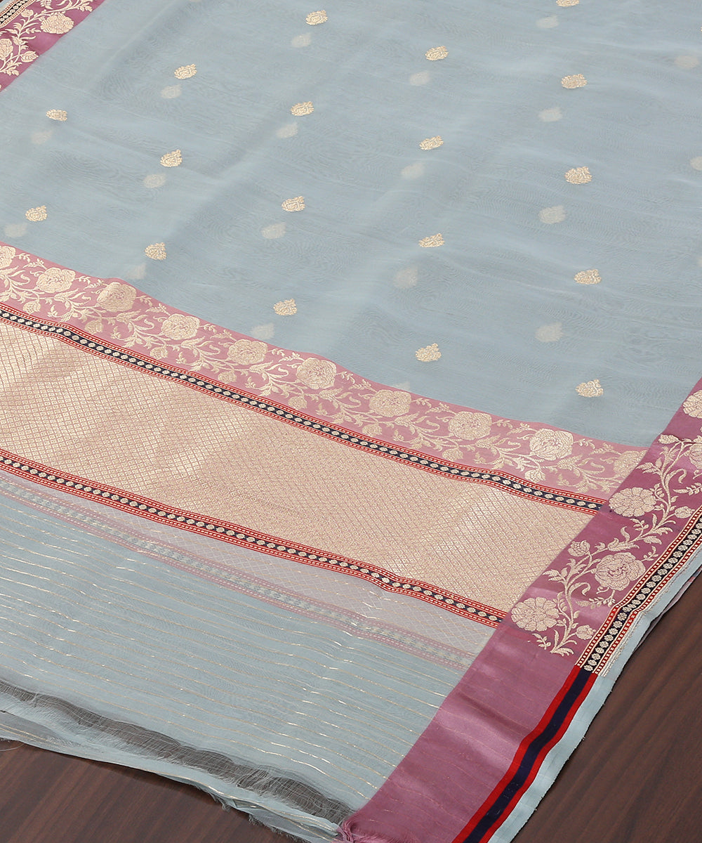 Handloom_Ice_Blue_Organza_Banarasi_Dupatta_With_Kadhwa_Booti_And_Purple_Jaal_Satin_Border_WeaverStory_03
