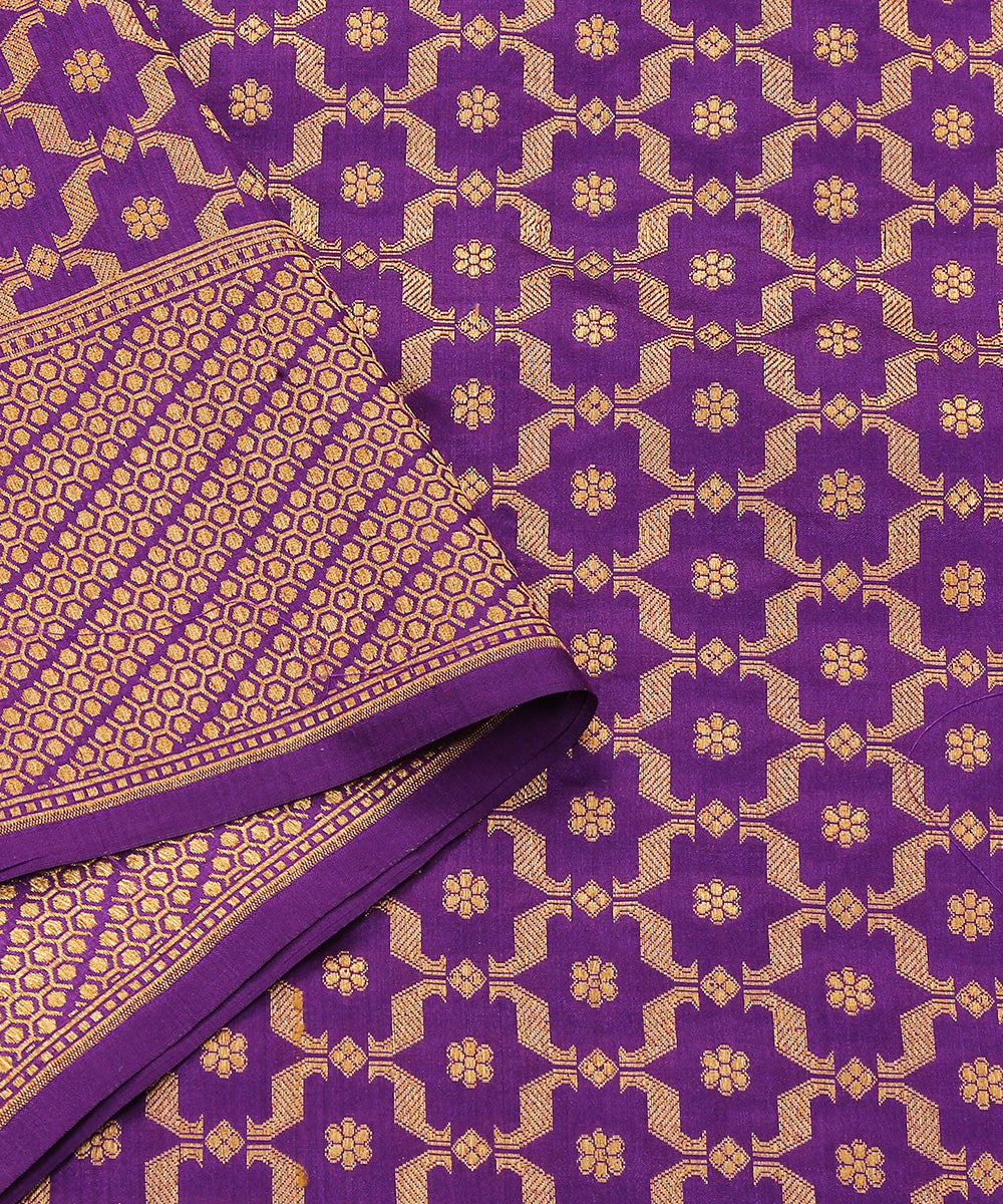 Handloom_Purple_Pure_Katan_Silk_Banarasi_Dupatta_With_Antique_Zari_WeaverStory_05