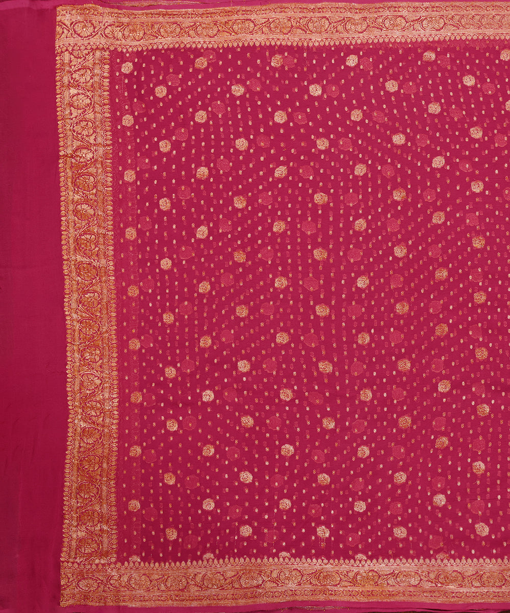 Handloom_Pink_Pure_Gorgette_Banarasi_Dupatta_With_Overall_Booti_WeaverStory_02