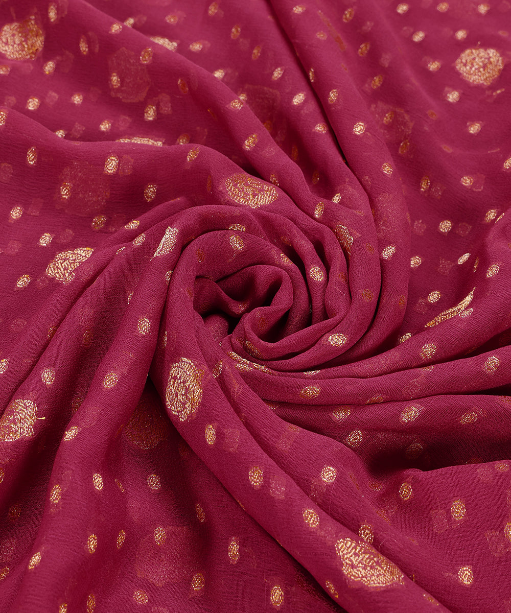 Handloom_Pink_Pure_Gorgette_Banarasi_Dupatta_With_Overall_Booti_WeaverStory_05