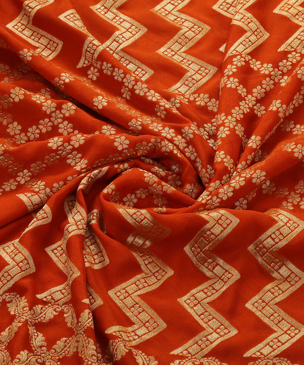 Orange_Handloom_Georgette_Banarasi_Dupatta_with_Cutwork_Jaal_WeaverStory_06