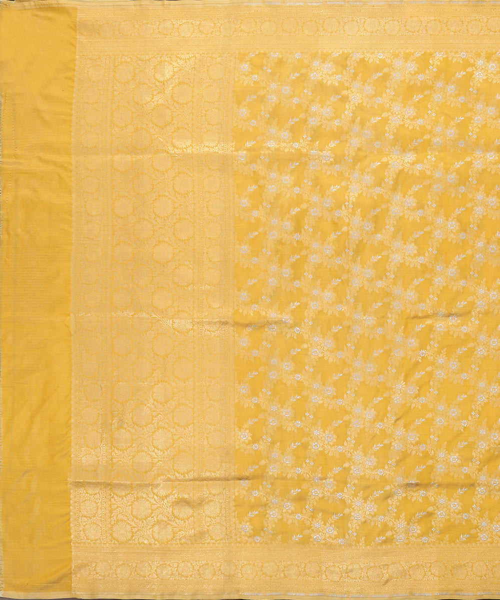 Handloom_Yellow_Pure_Katan_Silk_Jangla_Banarasi_Dupatta_WeaverStory_02