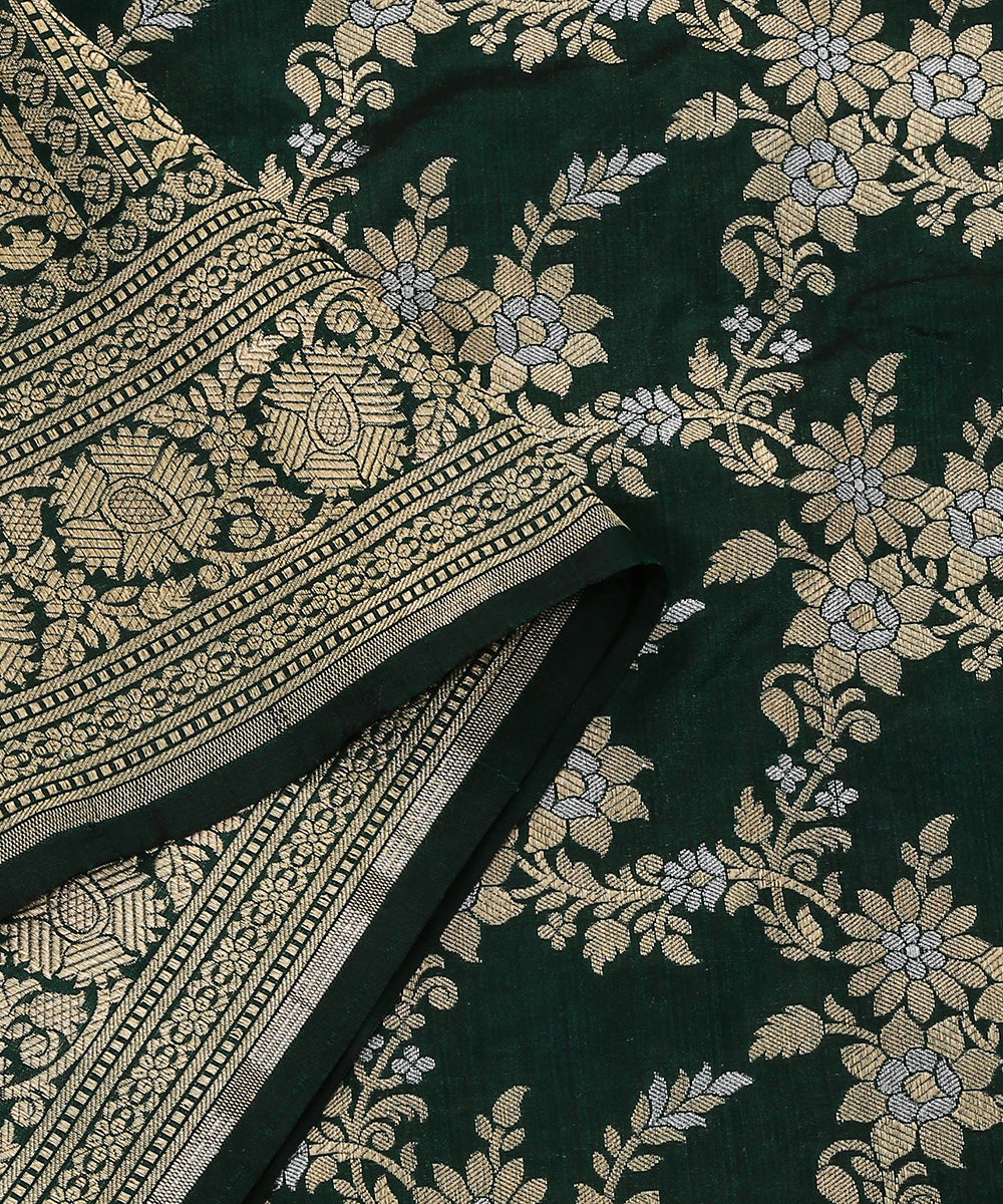 Handloom_Emerald_Green_Pure_Katan_Silk_Banarasi_Dupatta_With_Cutwork_Jaal_WeaverStory_04