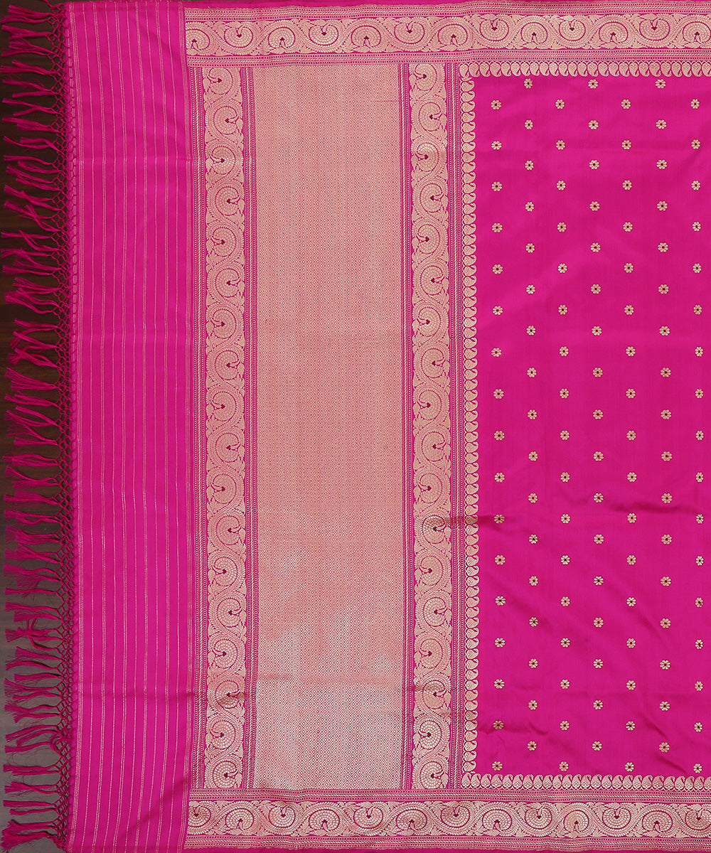Handloom_Hot_Pink_Pure_Katan_Silk_Banarasi_Dupatta_WeaverStory_02