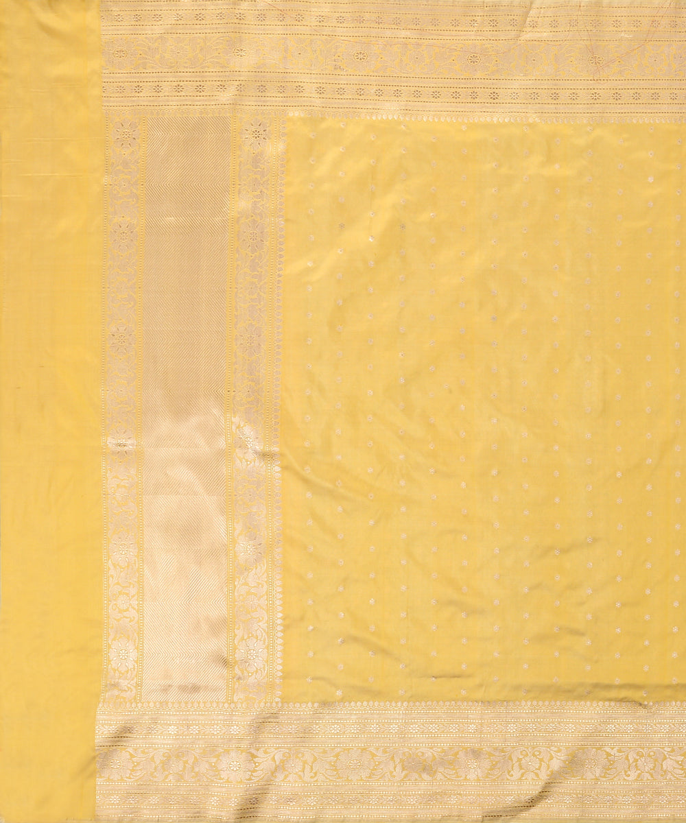 Yellow_Handloom_Pure_Katan_Silk_Banarasi_Dupatta_with_Zari_Booti_WeaverStory_02