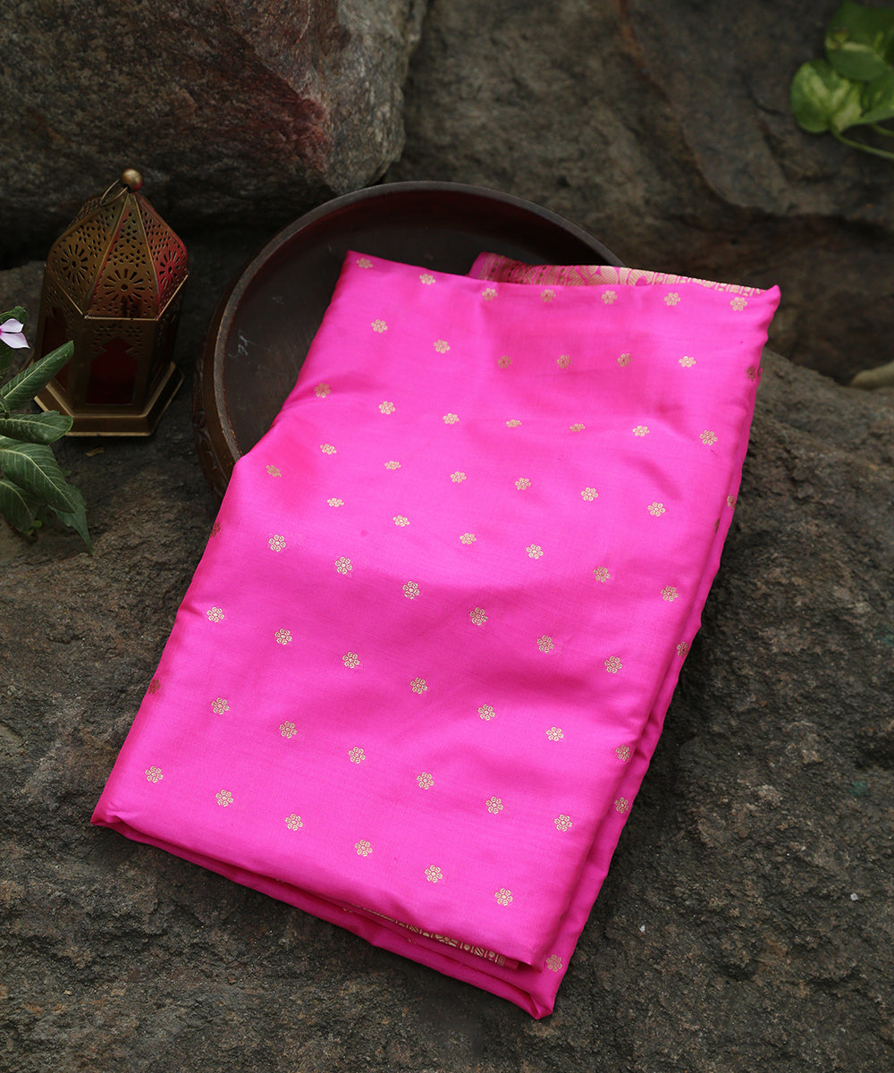 Handloom_Hot_Pink_Pure_Katan_Silk_Banarasi_Dupatta_with_Cutwork_Booti_WeaverStory_01