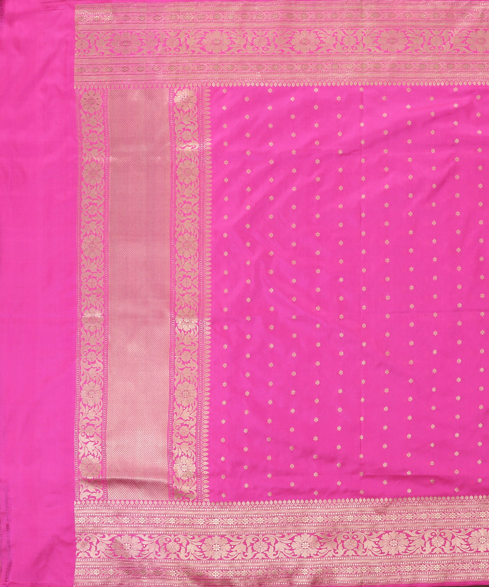 Handloom_Hot_Pink_Pure_Katan_Silk_Banarasi_Dupatta_with_Cutwork_Booti_WeaverStory_02