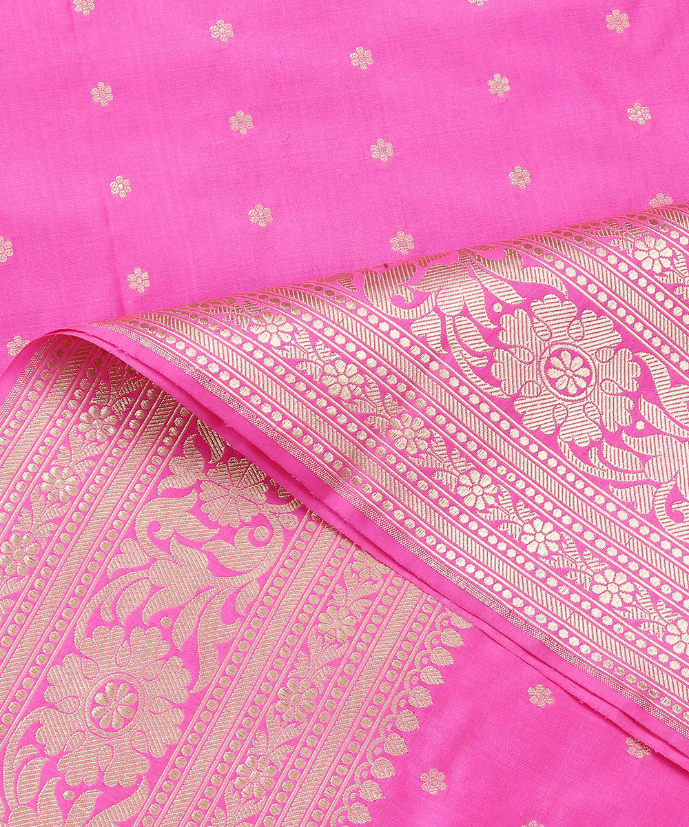 Handloom_Hot_Pink_Pure_Katan_Silk_Banarasi_Dupatta_with_Cutwork_Booti_WeaverStory_04