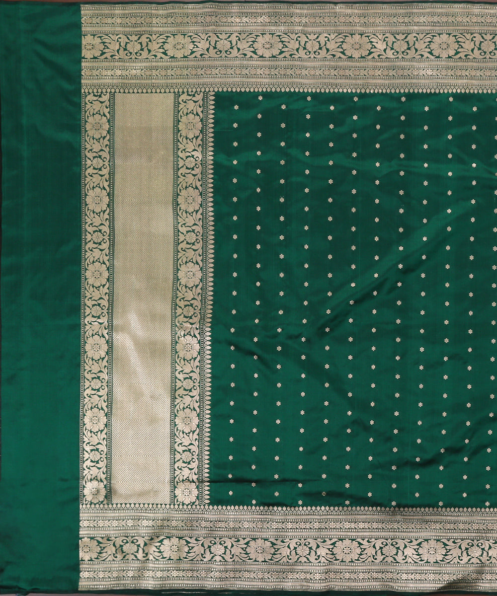 Dark_Green_Handloom_Pure_Katan_Silk_Banarasi_Dupatta_with_Floral_Border_WeaverStory_02