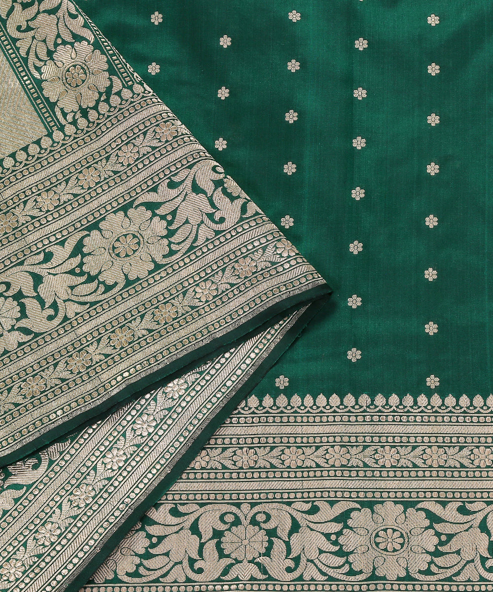 Dark_Green_Handloom_Pure_Katan_Silk_Banarasi_Dupatta_with_Floral_Border_WeaverStory_04
