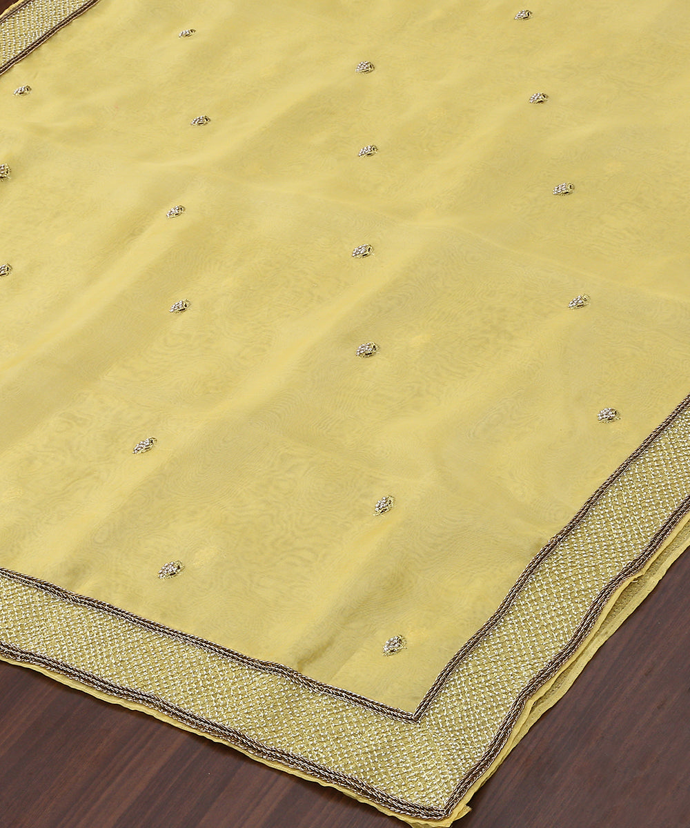 Lemon_Yellow_Handloom_Pure_Organza_Dupatta_With_Hand_Embroidered_Border_WeaverStory_03