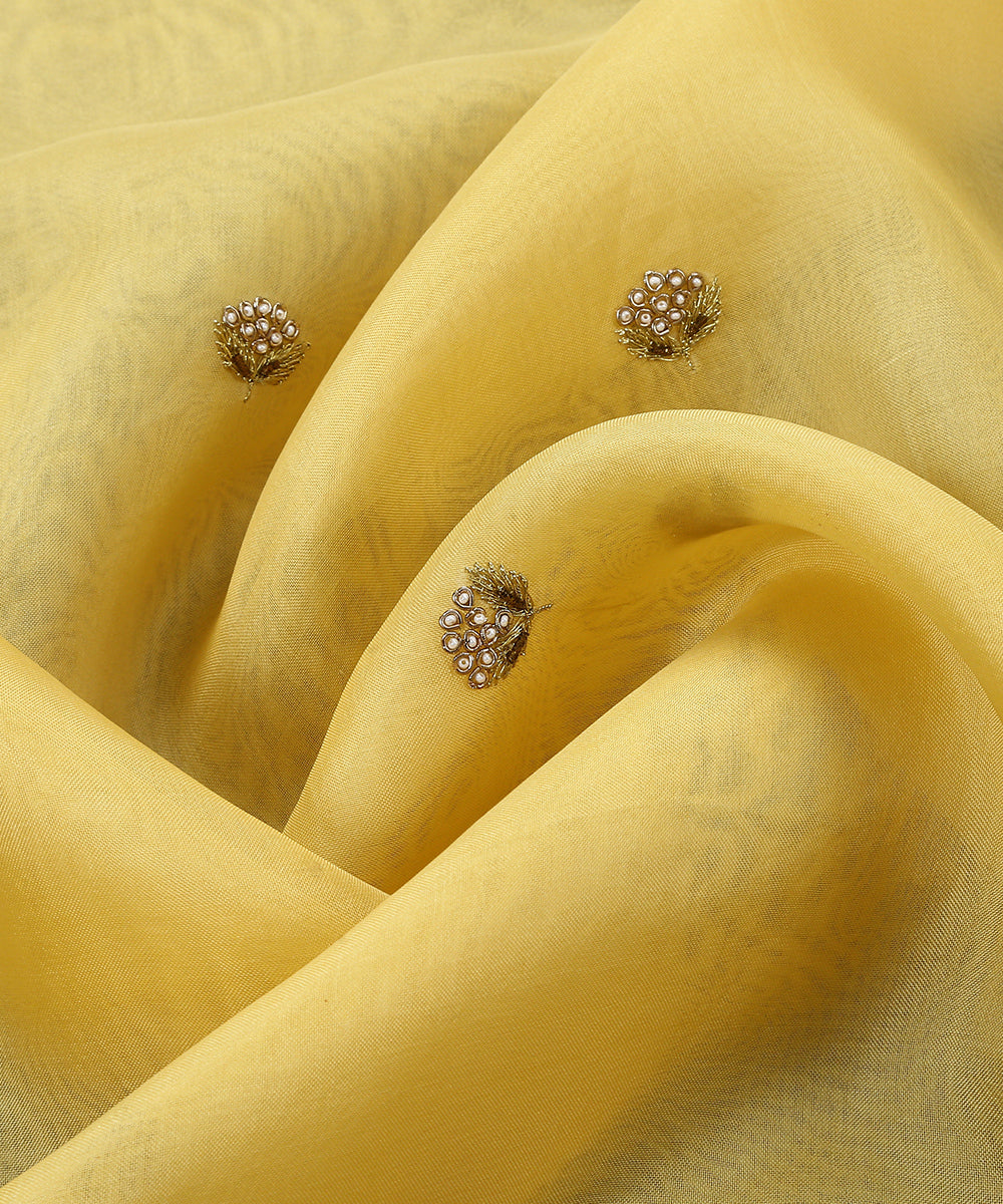 Lemon_Yellow_Handloom_Pure_Organza_Dupatta_With_Hand_Embroidered_Border_WeaverStory_05