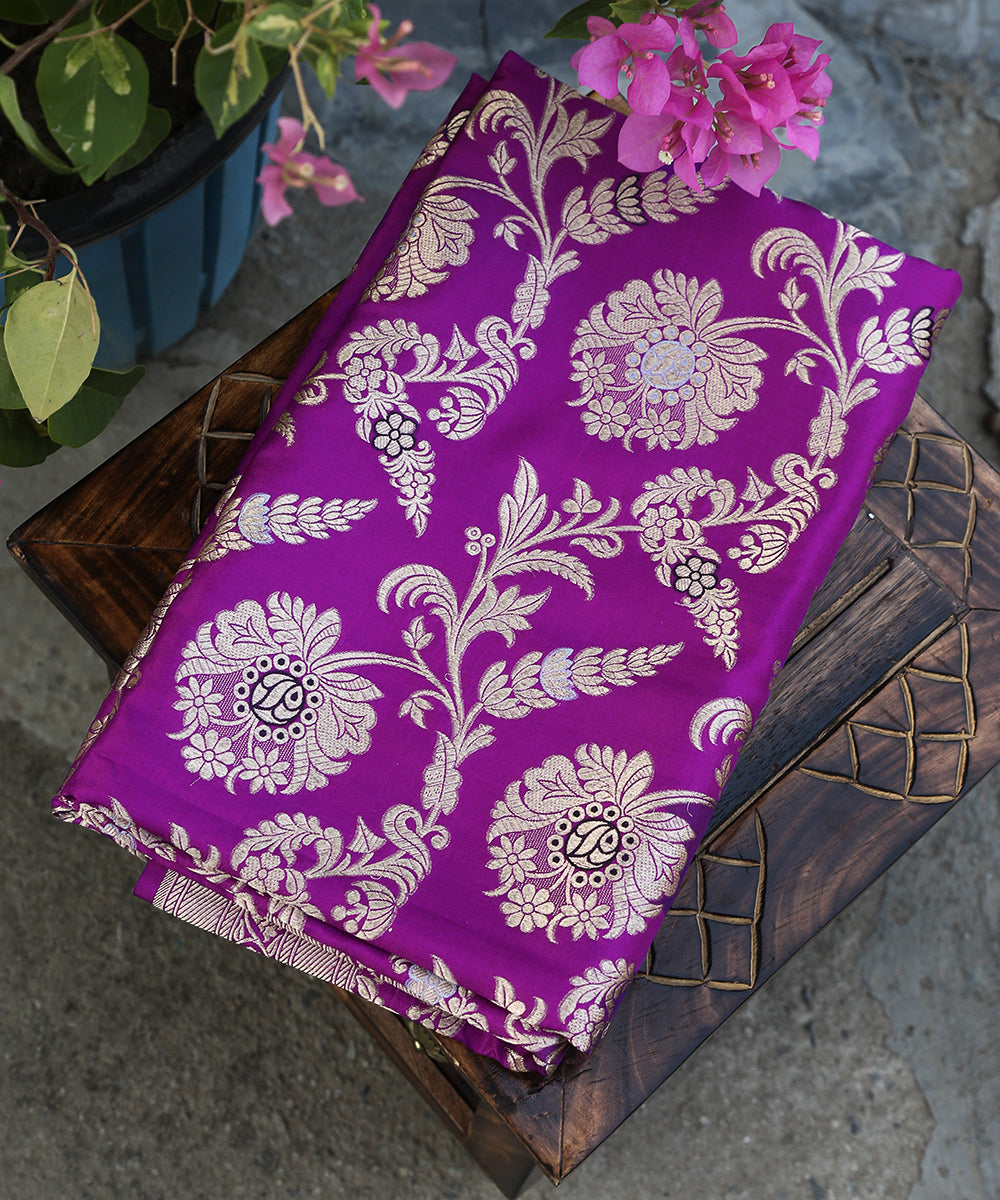 Purple_Handloom_Pure_Katan_Silk_Banarasi_Dupatta_With_Meenakari_Jaal_WeaverStory_01