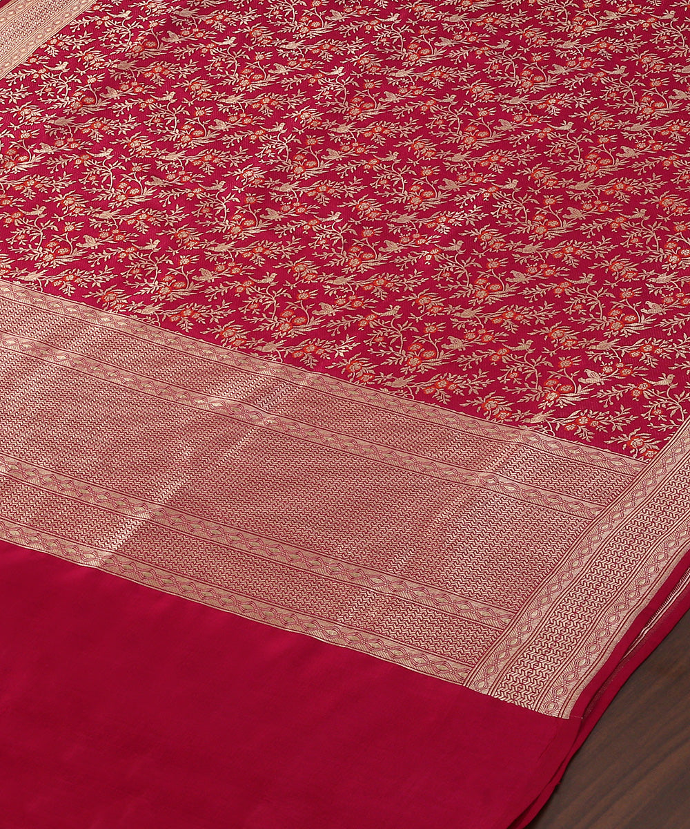 Pink_Handloom_Pure_Katan_Silk_Banarasi_Dupatta_With_Birds_Motifs_WeaverStory_03