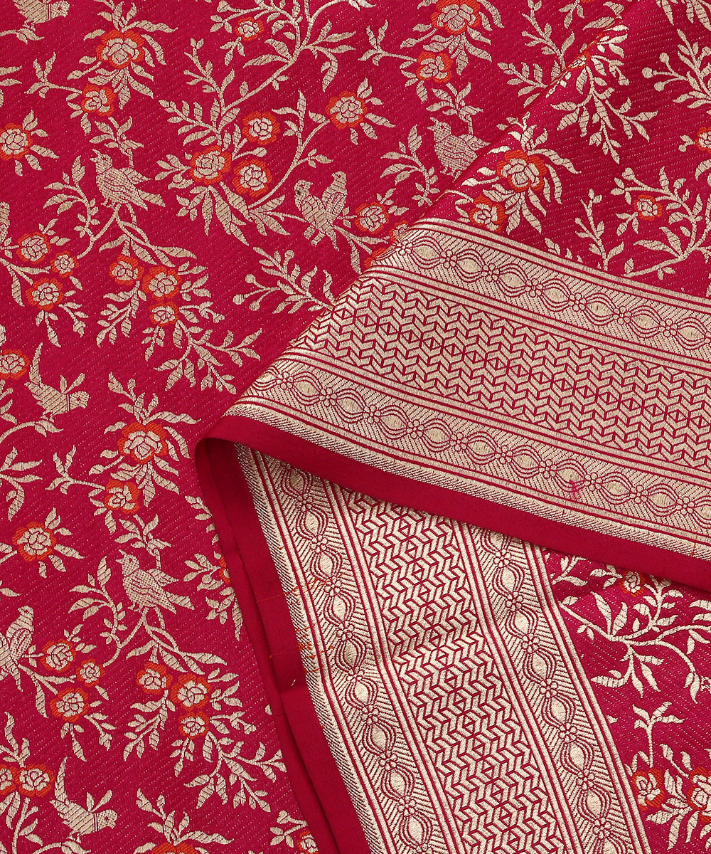 Pink_Handloom_Pure_Katan_Silk_Banarasi_Dupatta_With_Birds_Motifs_WeaverStory_04