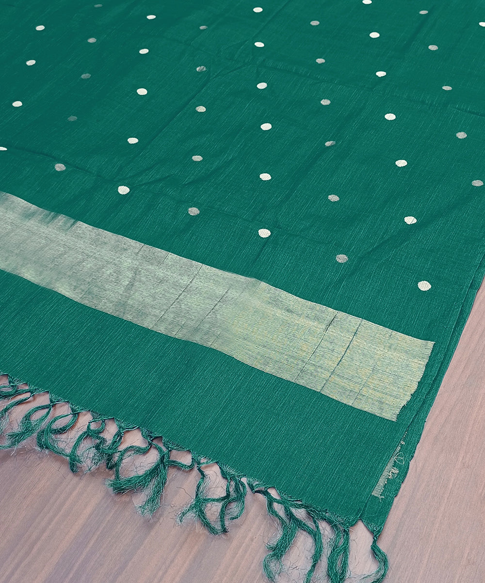 Handloom_Teal_Green_Pure_Kosa_Silk_Dupatta_With_Booti_WeaverStory_03