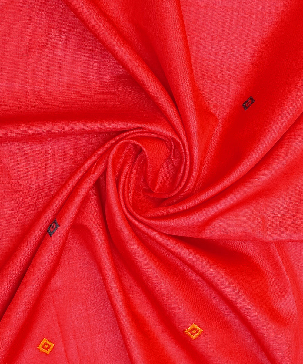 Tomato_Red_Handloom_Pure_Kosa_Silk_Dupatta_With_Booti_WeaverStory_05