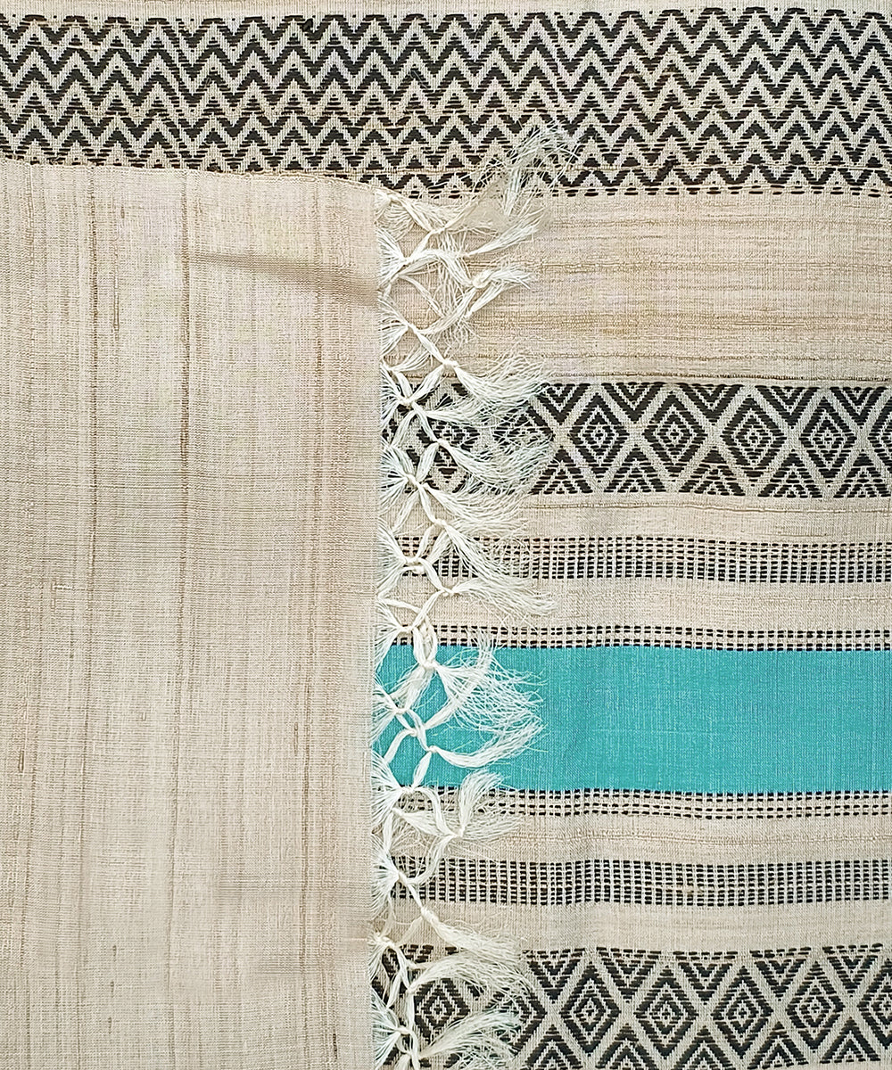 Handloom_Grey_And_Blue_Pure_Kosa_Silk_Striped_Dupatta_WeaverStory_04