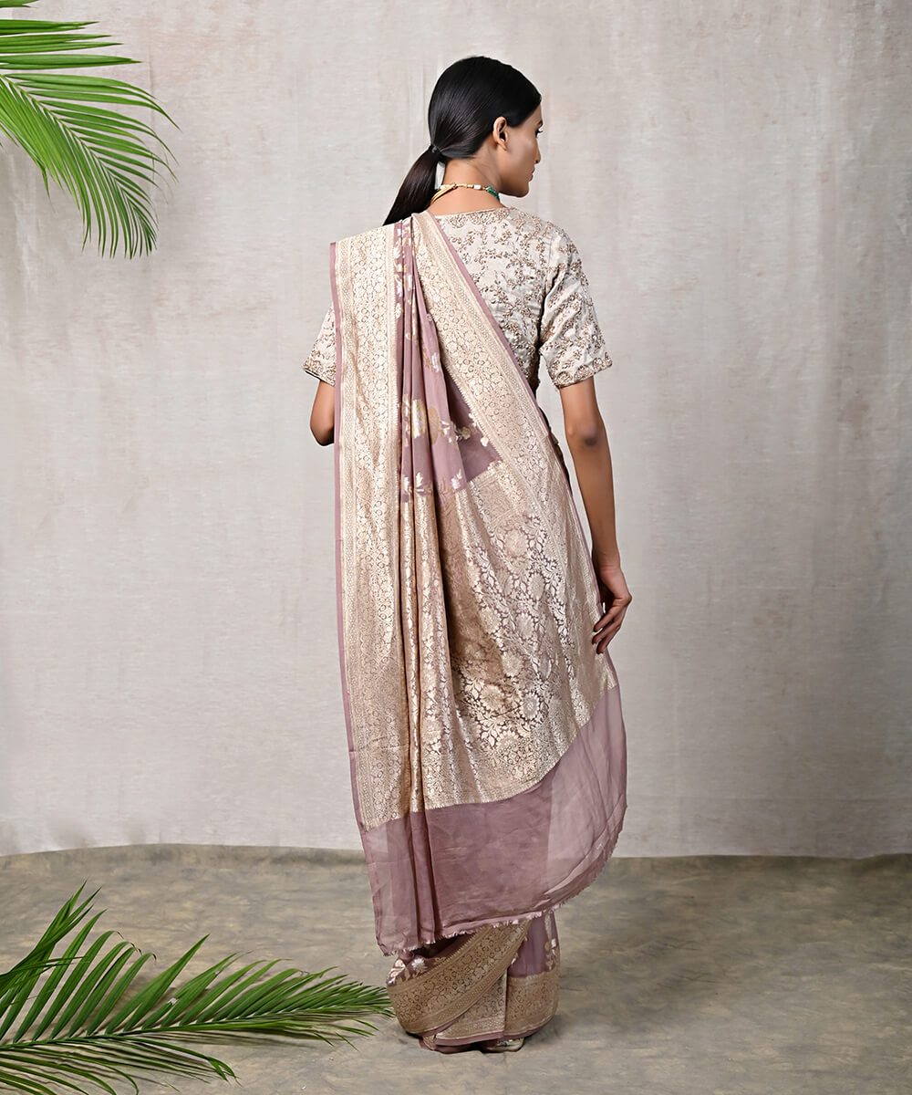 Mauve_Handloom_Banarasi_Georgette_Saree_with_Floral_Weave_WeaverStory_03