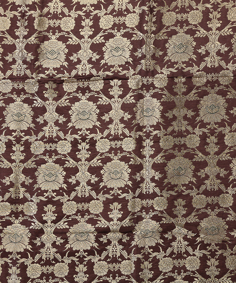 Brown_Handloom_Pure_Katan_Silk_Banarasi_Fabric_With_Odhna_Jaal_WeaverStory_03