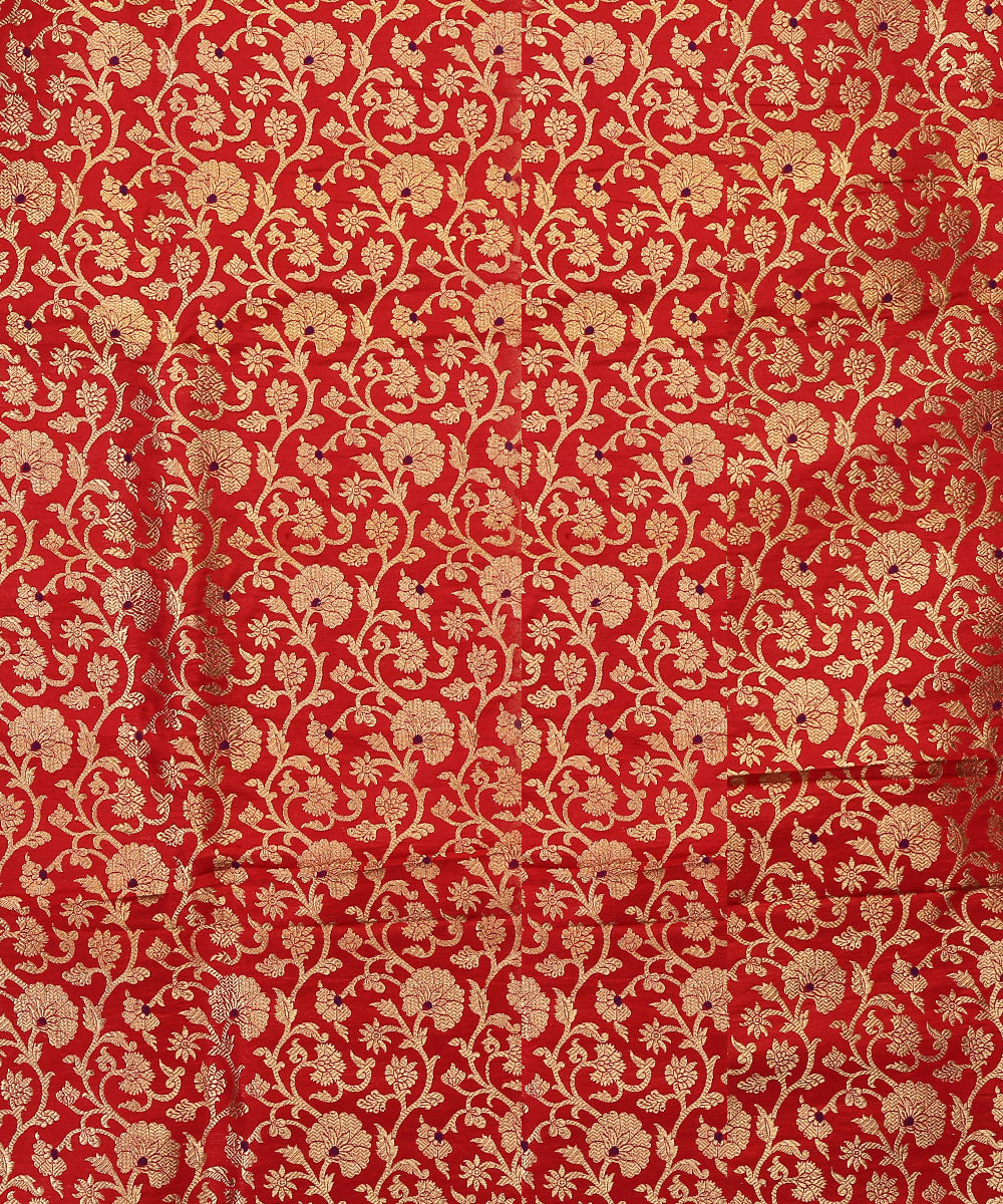 Red_Handloom_Brocade_Pure_Katan_Silk_Banarasi_Fabric_With_Blue_Meenakari_WeaverStory_03