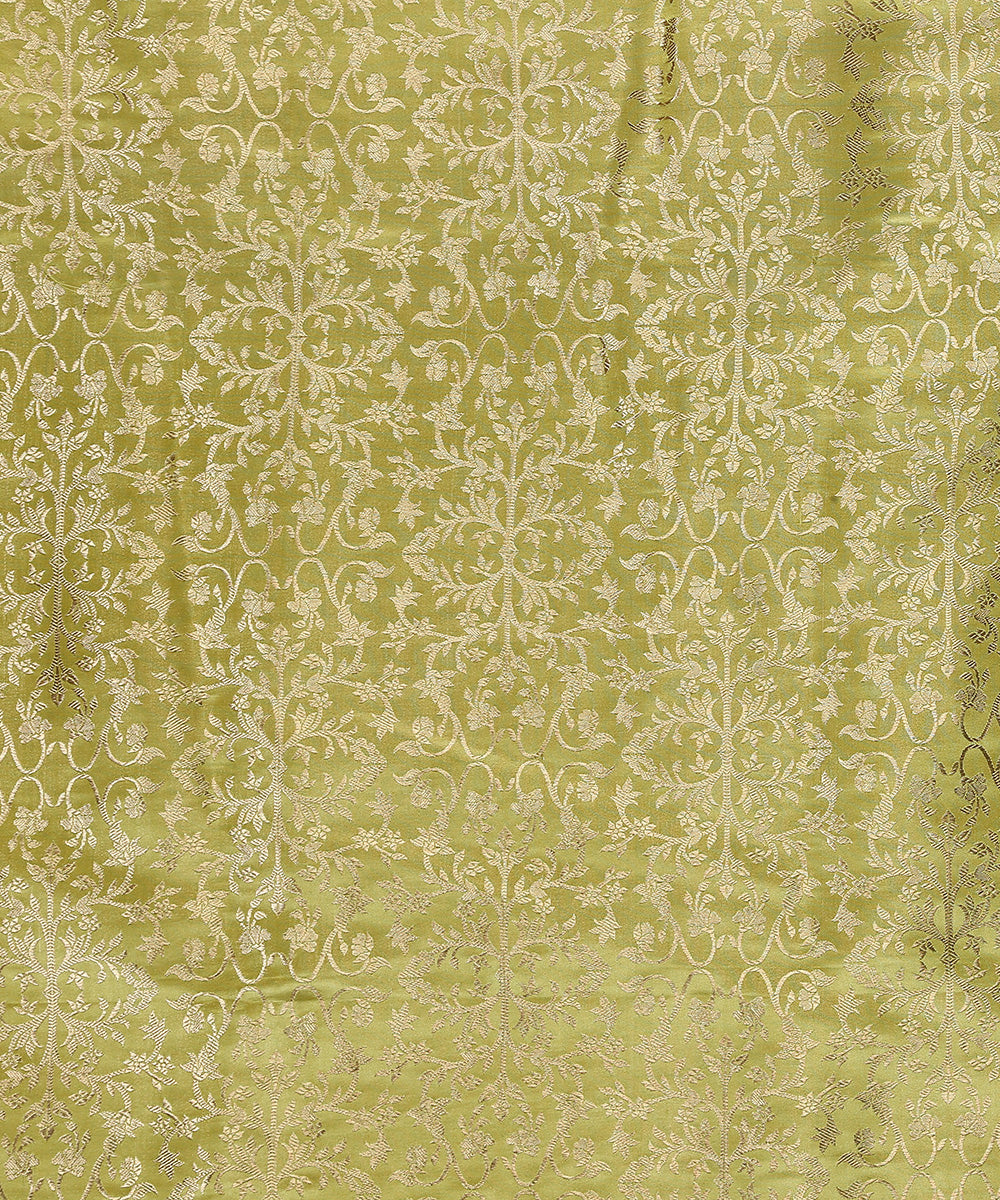 Handloom_Lime_Green_Satin_Silk_Brocade_Banarasi_Fabric_With_Zari_Work_WeaverStory_03
