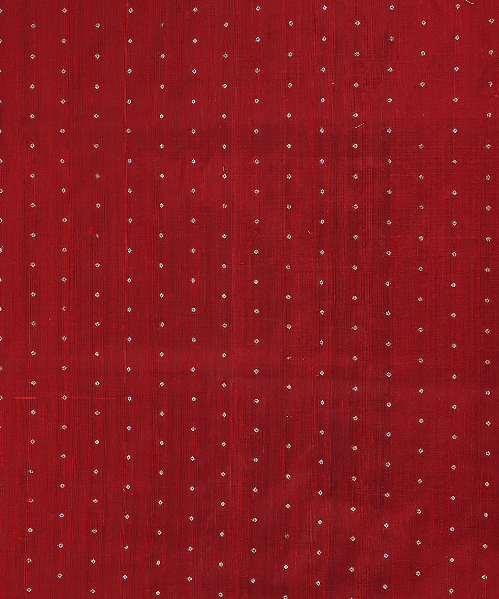 Maroon_Handloom_Pure_Tussar_Silk_Banarasi_Fabric_With_Zari_Booti_WeaverStory_02
