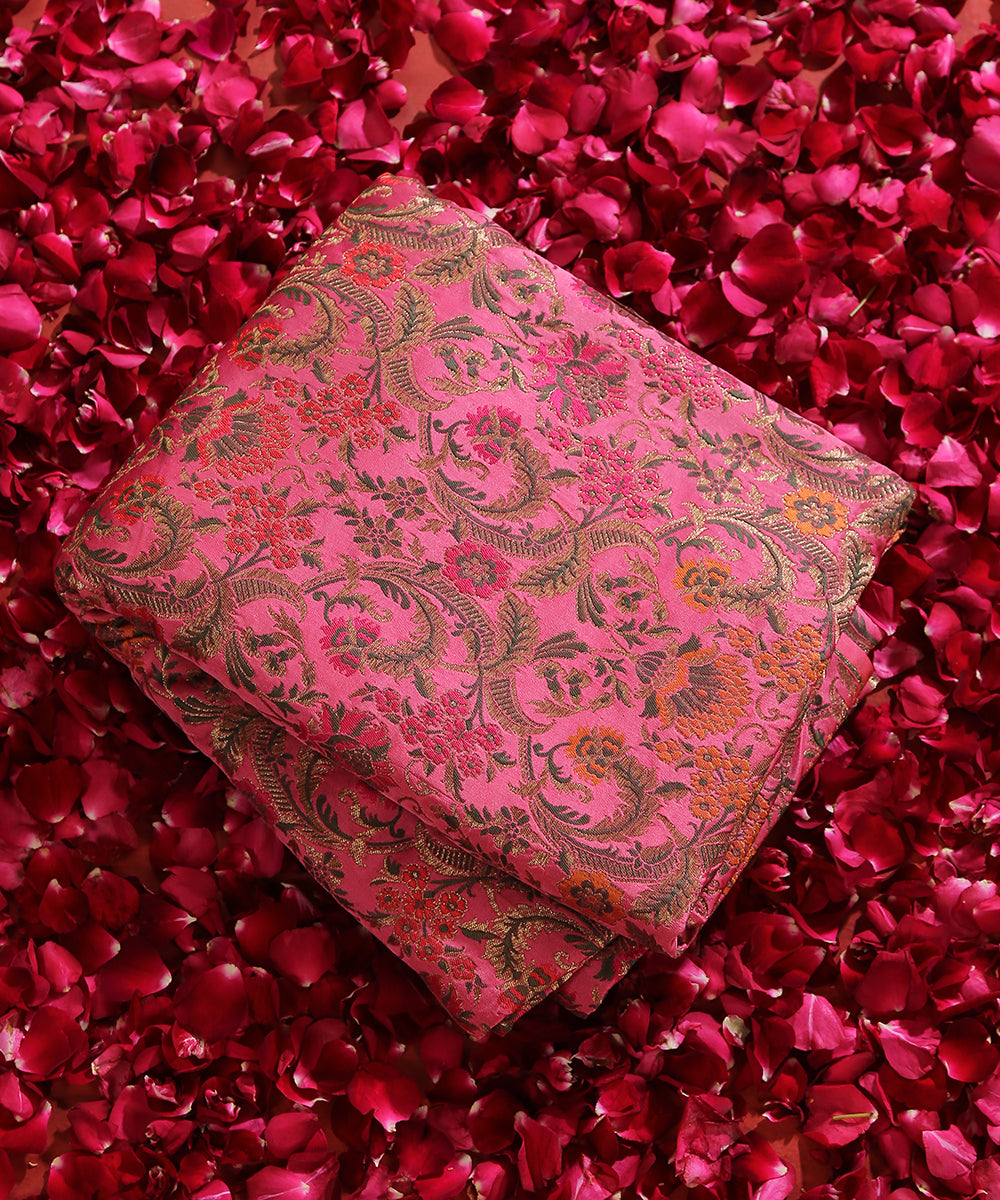 Pink_Handloom_Pure_Katan_Silk_Kimkhab_Banarasi_Fabric_WeaverStory_01