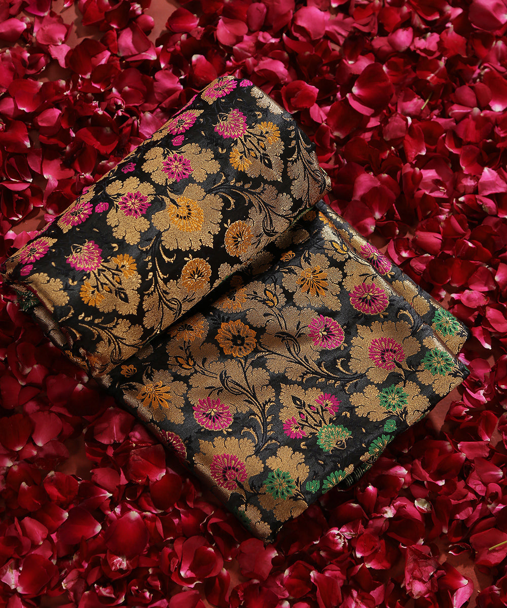 Black_Handloom_Pure_Katan_Silk_Kimkhab_Banarasi_Fabric_WeaverStory_01