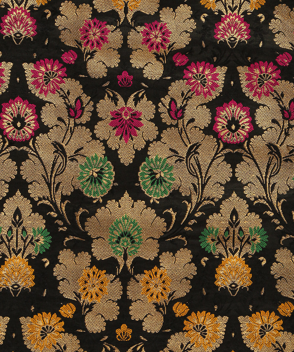 Black_Handloom_Pure_Katan_Silk_Kimkhab_Banarasi_Fabric_WeaverStory_03