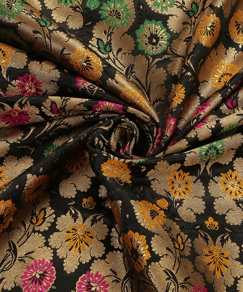 Black_Handloom_Pure_Katan_Silk_Kimkhab_Banarasi_Fabric_WeaverStory_05