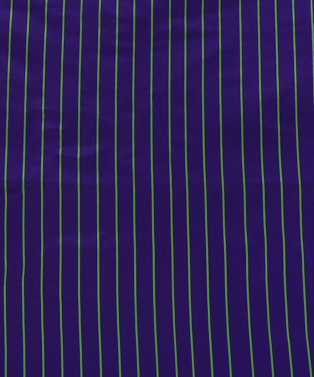 Violet_And_Green_Handloom_Pure_Satin_Silk_Striped_Banarasi_Fabric_WeaverStory_02