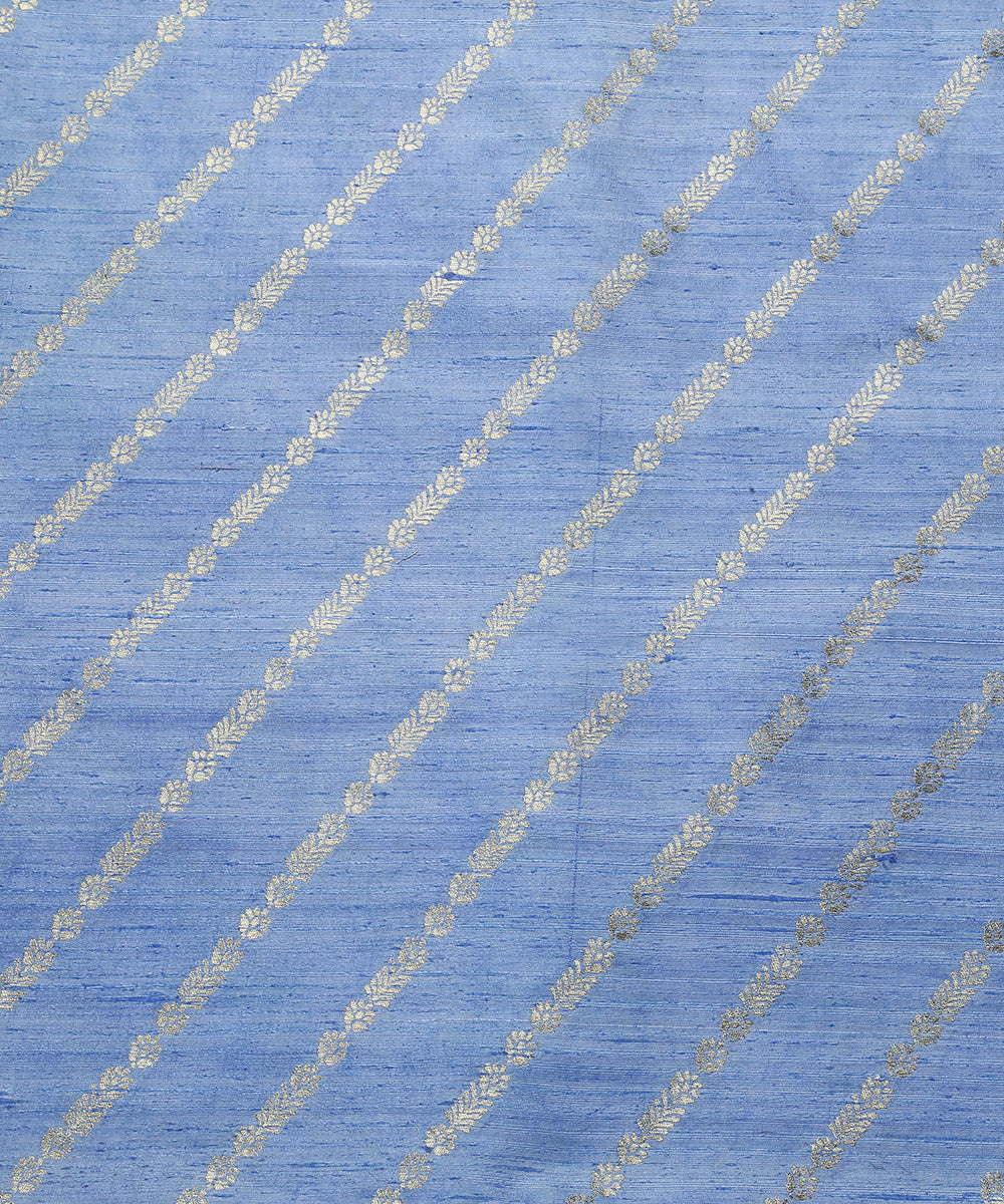 Handloom_Pastel_Sky_Blue_Pure_Tussar_Silk_Banarasi_Fabric_With_Zari_Cutwork_Jaal_WeaverStory_02