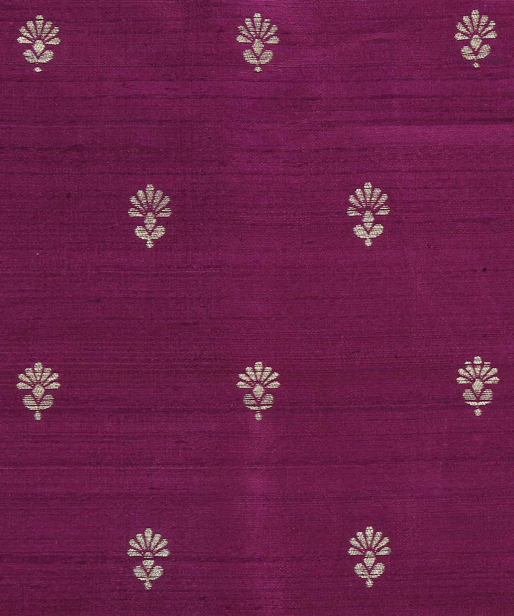 Purple_Handloom_Pure_Tussar_Silk_Banarasi_Fabric_With_Cutwork_Booti_WeaverStory_03