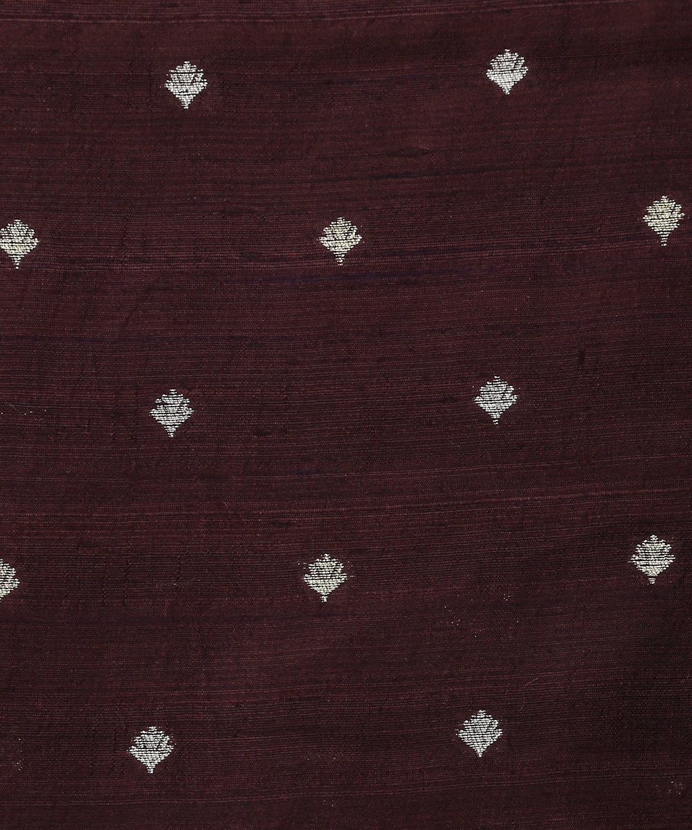Wine_Handloom_Pure_Tussar_Silk_Banarasi_Fabric_With_Sona_Rupa_Zari_Booti_WeaverStory_03
