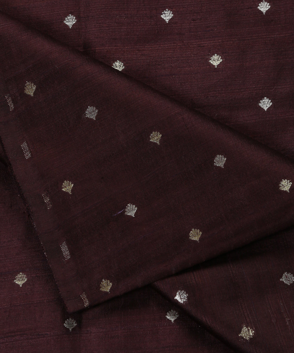 Wine_Handloom_Pure_Tussar_Silk_Banarasi_Fabric_With_Sona_Rupa_Zari_Booti_WeaverStory_04