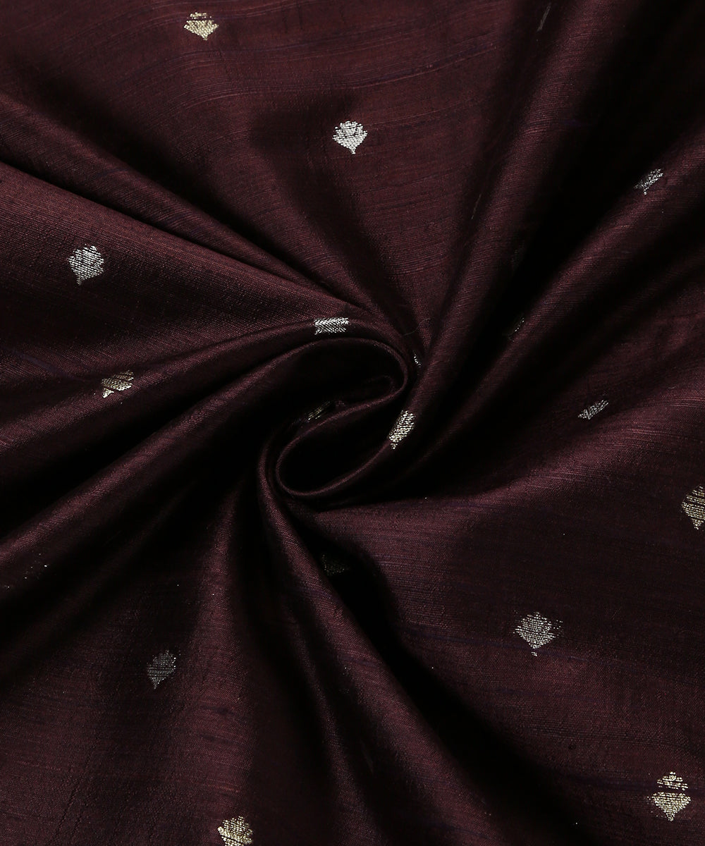 Wine_Handloom_Pure_Tussar_Silk_Banarasi_Fabric_With_Sona_Rupa_Zari_Booti_WeaverStory_05