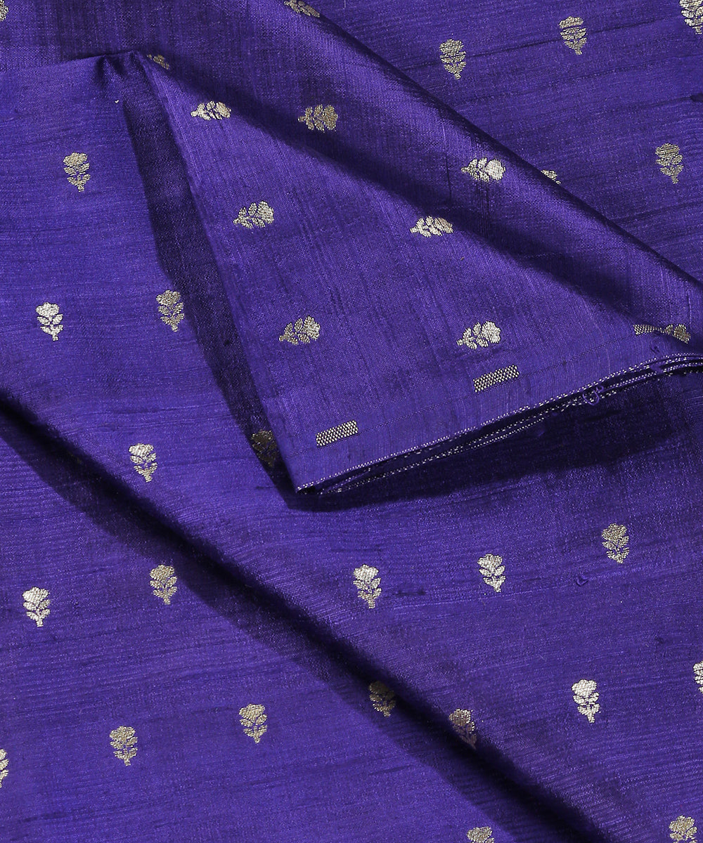 Voilet_Handloom_Pure_Tussar_Silk_Banarasi_Fabric_With_Sona_Rupa_Cutwork_Zari_Booti_WeaverStory_04