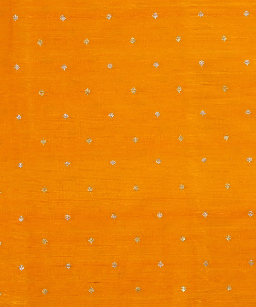 Handloom_Mustard_Pure_Tussar_Silk_Banarasi_Fabric_With_Sona_Rupa_Cutwork_Zari_Booti_WeaverStory_02