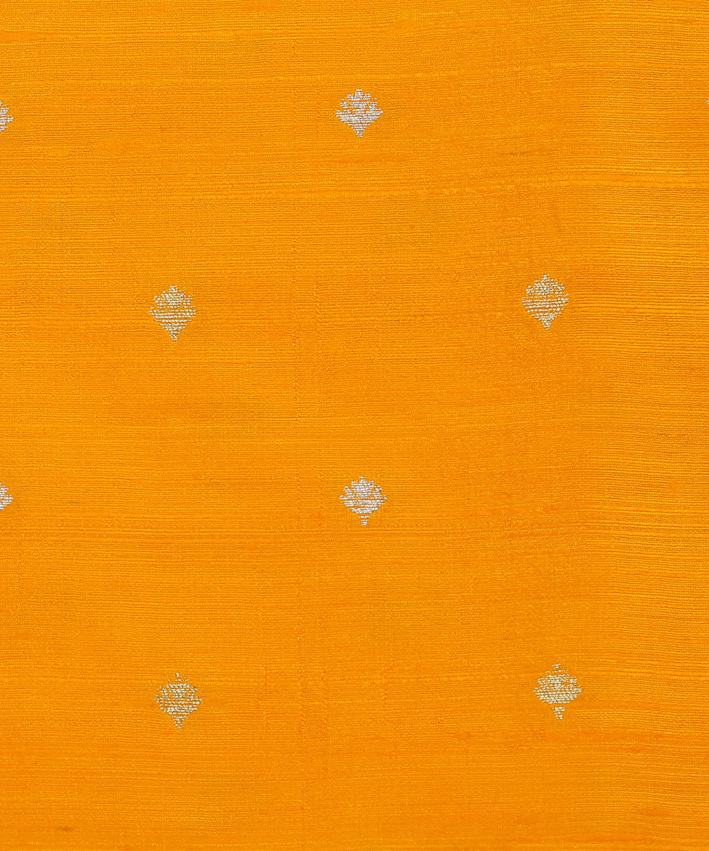 Handloom_Mustard_Pure_Tussar_Silk_Banarasi_Fabric_With_Sona_Rupa_Cutwork_Zari_Booti_WeaverStory_03