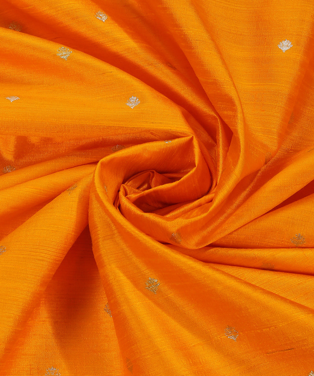 Handloom_Mustard_Pure_Tussar_Silk_Banarasi_Fabric_With_Sona_Rupa_Cutwork_Zari_Booti_WeaverStory_05