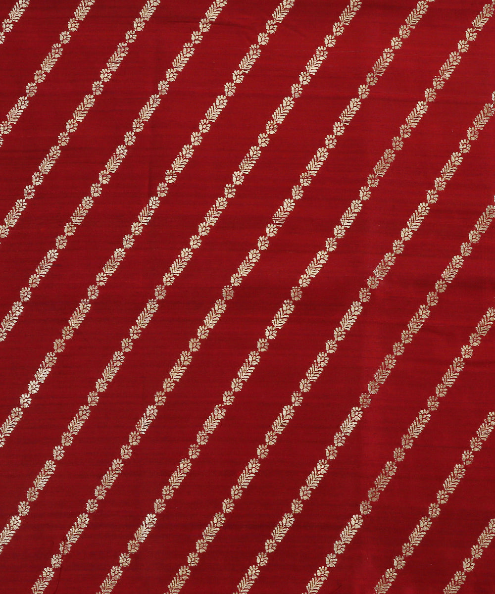 Handloom_Dark_Maroon_Pure_Tussar_Silk_Banarasi_Fabric_With_Cutwork_Weave_WeaverStory_02