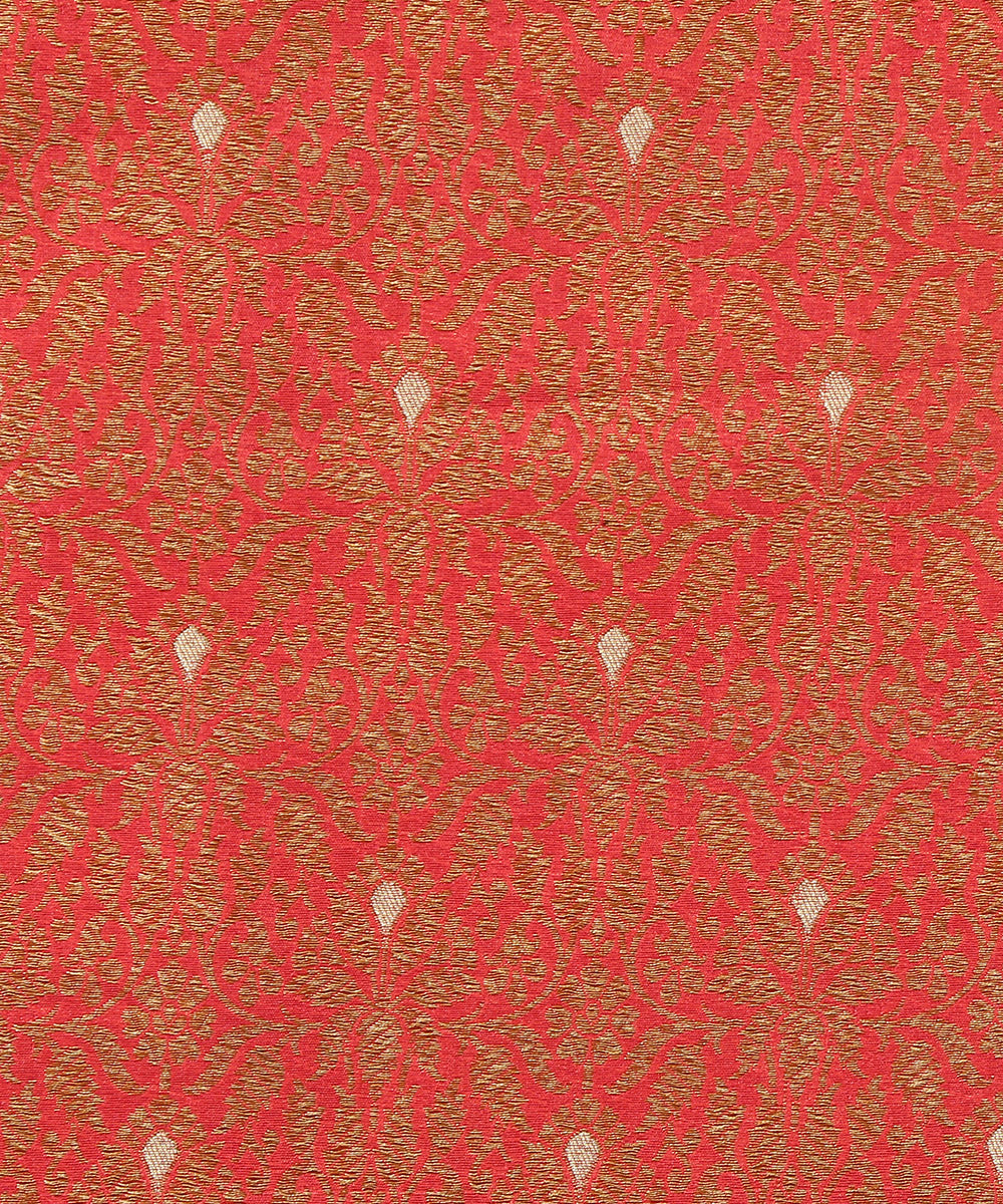 Strawberry_Pink_Handloom_Pure_Katan_Silk_Kimkhab_Banarasi_Fabric_In_Antique_Zari_WeaverStory_02