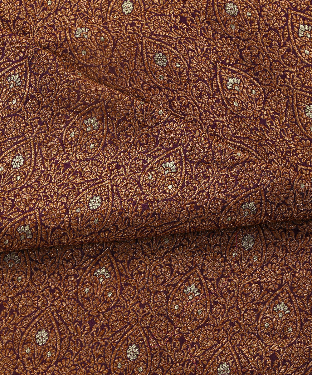 Deep_Purple_Handloom_Pure_Katan_Silk_Kimkhab_Banarasi_Fabric_With_Antique_Zari_WeaverStory_04