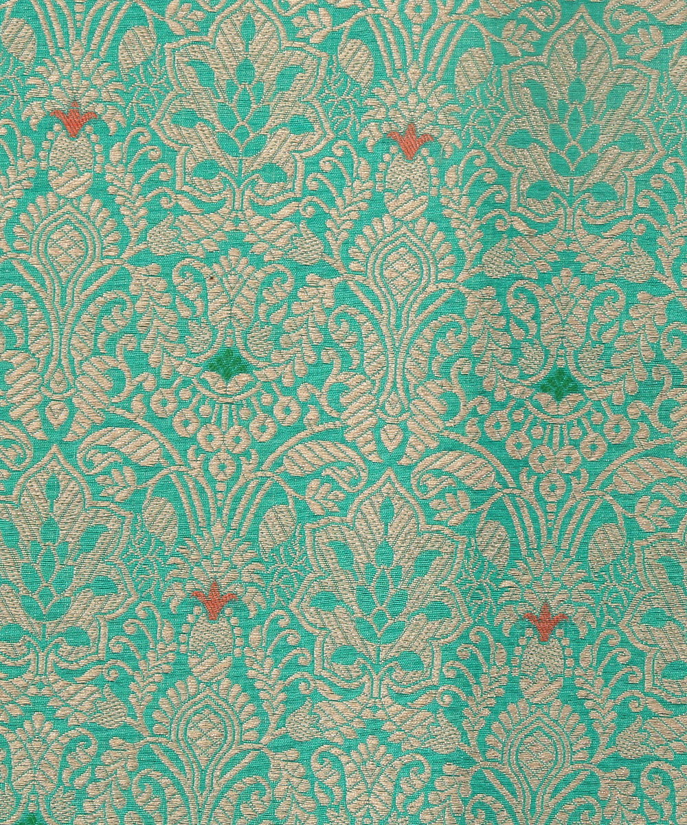 Sea_Green_Handloom_Pure_Katan_Silk_Kimkhab_Banarasi_Fabric_With_Mughal_Motifs_And_Antique_Zari_WeaverStory_03