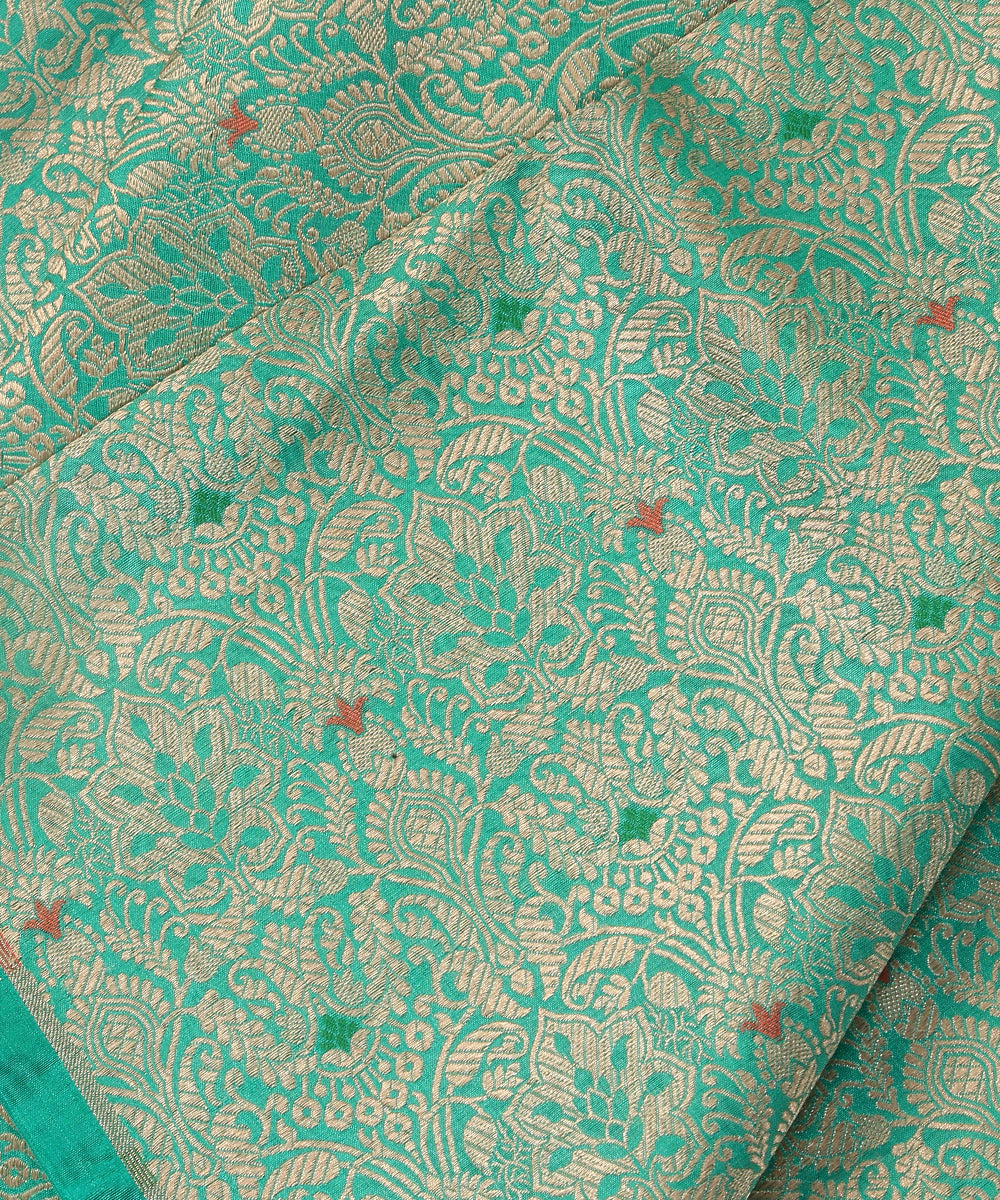 Sea_Green_Handloom_Pure_Katan_Silk_Kimkhab_Banarasi_Fabric_With_Mughal_Motifs_And_Antique_Zari_WeaverStory_04
