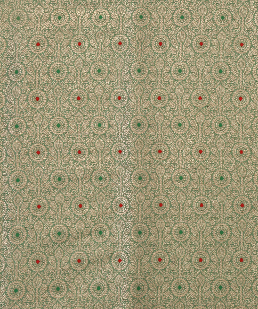 Sage_Green_Handloom_Pure_Katan_Silk_Kimkhab_Banarasi_Fabric_With_Antique_Zari_And_Mughal_Motifs_WeaverStory_02